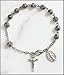 Oxidized Silver 6MM Rosebud Prayer Bead 7 3/4-inch Miraculous Rosary Bracelet