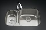 KOHLER K-3355-L-NA Undertone High/Low Undercounter Kitchen Sink