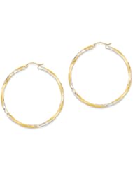 2.5mm, Twisted Hoop Earring in 14K Gold And Rhodium 50mm (1 7/8")