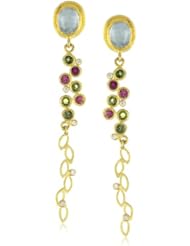 Julieli "Metaform" 18k Gold Aquamarine, Tourmalines and Diamond Earrings