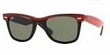 Ray Ban Wayfarer II Sunglasses RB 2143 - 955 Red/Black w/ Crystal Green Lens