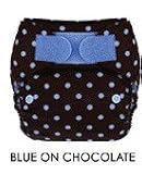 Blueberry One Size Deluxe Pocket Diapers - Hook/Loop - Blue On Chocolate