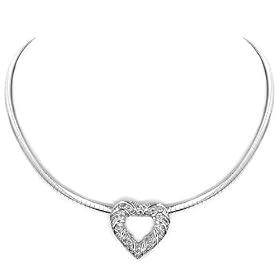 Sterling Silver & Diamond Heart Pendant FREE 17" Omega Necklace by 