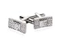 Elegant Pave CZ Cubic Zirconia Silver Cufflinks with Woven Backdrop with Gift Box