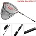 Nonslip 3 Sections Telescopic Handle Foldable Round Fish Landing Net