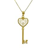 10k Polished Heart Key Charm w/ Box Chain