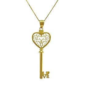 Buy 10k Polished Heart Key Charm w  Box Chain by Amazon.com Collection