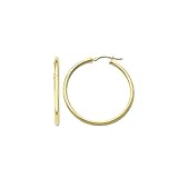 10k Yellow Gold Polished Hoop Earrings, (0.6x1.4mm)