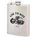 Maxam 8oz Stainless Steel Hip Flask With Screw Down Cap Live To Ride Motorcycle Design
