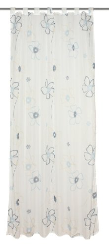 Home fashion 48624-806 Schlaufenschal Voile bedruckt, blau / 245 x 140 cm Preisvergleich