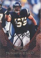 Junior Seau, San Diego Chargers, 1997 Pinnacle Action Packed Autographed Card
