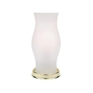 Battery Operated LED Hurricane Lamp with Frosted Glass Vase and Gold Base by Bethlehem Lighting