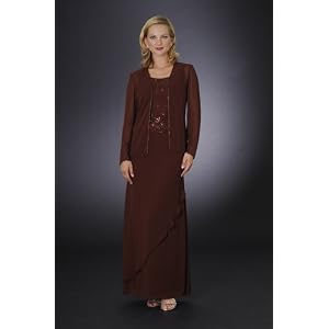 Copper Chiffon Formal Evening Dress with Jacket - Mother of Bride and Groom Dress. Mothers Dress...
