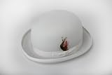 New Mens White Derby Bowler Hat - 100% Wool, Extremely Stylish, Very High Quality!