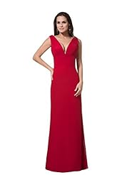 V-neck Floor Length Chiffon Sheath Prom Dress 