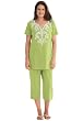 Plus Size 2-Piece Screenprinted Kurta Set, With Short Sleeve Top, Elastic-Waist Capris