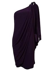 One Shoulder Sleeveless Polyester/Spandex Square Neck  Draped  Dress With Rhinestones