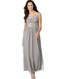  : Adrianna Papell Silk Chiffon Sleeveless Long Beaded Gown