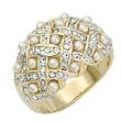 Women's Classic Line Clear Synthetic Stone Pearl Two-Tone Ring, Size: 5-11 Women's Classic Line Clear Synthetic Stone Pearl Two-Tone Ring, Size: 5-11