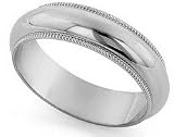 18K White Gold Milgrain Heavy Classic-Fit Wedding Band, 5mm Wide