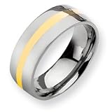 Titanium 14k Gold Inlay 8mm Polished Band Ring - Size 9