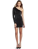 BCBGMAXAZRIA Women's Inya One Shoulder Night Dress, Black Combo, X-Small