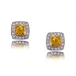 Citrine and Diamond Stud Earrings in 14 Karat Yellow Gold