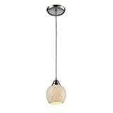 Elk Lighting 10208-1CLD Fission 1 Light Contemporary Mini Pendant Lighting Fixture, Satin Nickel, Cloud White Glass, B12226