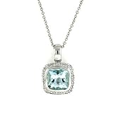 18k White Gold Aquamarine Aquamarine 0.2ct Diamond Pendant