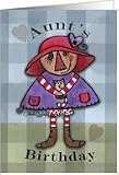 Aunt's Birthday- Primitive Raggedy Doll with Cat Card