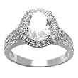 Sterling Silver Oval Cubic Zirconia Ring -2.87 ct tw