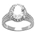 Sterling Silver Oval Cubic Zirconia Ring -2.87 ct tw