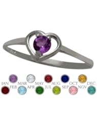 10 Karat White Gold Genuine Amethyst Solitaire Gem Round Shape Baby Ring