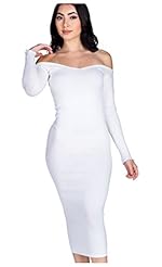 Sexy Off the Shoulder Acrylic/Nylon/Spandex/Knit Sweater Fitted Bodycon Dress 