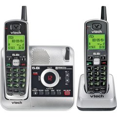 V-Tech CS5121-2 5.8GHz Two Handset Cordless Answering System with Caller ID (Silver/Black)