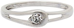 10K White Gold 0.11 ctw Round Cut Diamond Solitaire Ladies Promise Engagement Bridal Split Band Ring
