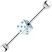 Silver 925 Aqua Gem Dice Industrial Barbell Earring