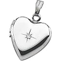 Sterling Silver Heart Shaped Diamond Locket