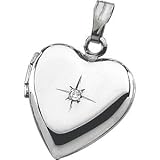 Sterling Silver Heart Shaped Diamond Locket