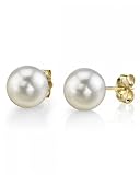 7-8mm White Freshwater Cultured Pearl Stud Earrings in 14K Gold – AAA Quality thumbnail