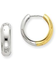 14k Gold Two-tone Huggie Earrings