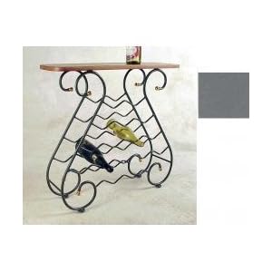 16 Bottle Wine Rack Console with Wood Top (Gun Metal) (29H x 28W x 10D) by 