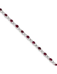 Sterling Silver African Ruby and Diamond Bracelet