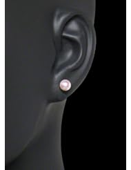 HinsonGayle AAA Handpicked Genuine Japanese Akoya 6.0-6.5mm White Cultured Pearl Stud Earrings (Solid 14K White Gold)