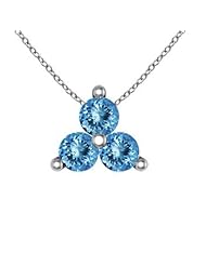 Round Aquamarine Three Stone Pendant