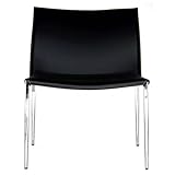 Baxton Studio Armless Leather Accent Chair, Black and Chrome