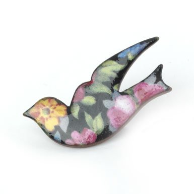 Ceramic Perched Bird Brooch (Assorted colours/pattern)