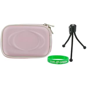 EVA Hard Shell Carrying Case (Pink) and Spider Tripod for Casio EX-Z550 14.1MP Digital Camera Red