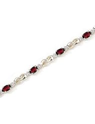 14kt Yellow Gold Oval Garnet and Diamond Bracelet