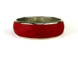 Crimson Leatherette Snake Skin Bangle Bracelet